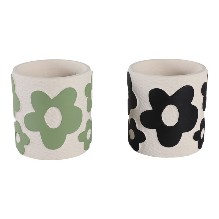 S/2 4" Flower Power Pencil Cups, Multi