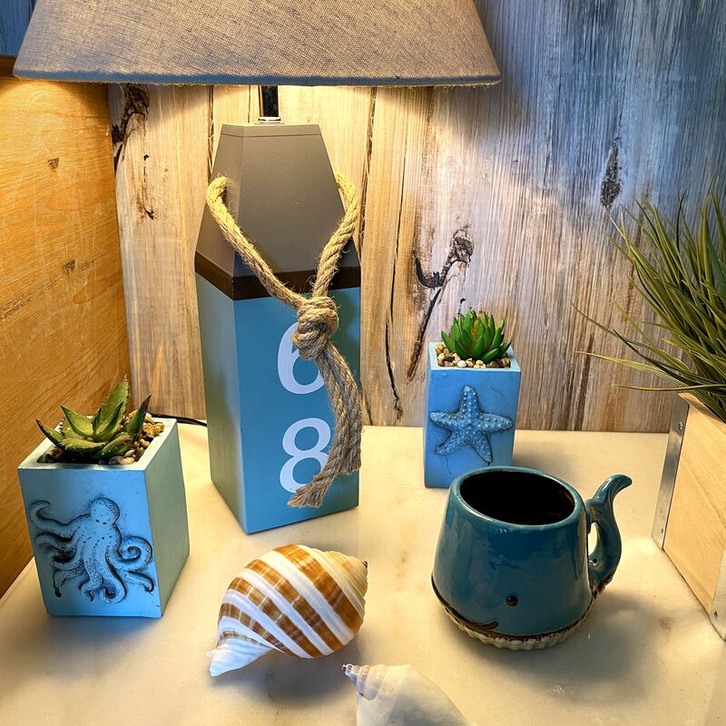 Coastal Blue Buoy Table Lamp 195 Nautical Beach Decor With Shade image number 7