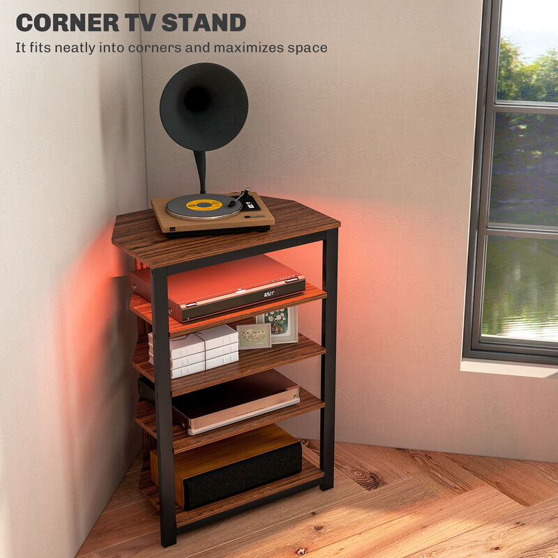 Hivvago Entertainment Center with LED Lighting and Storage image number 3