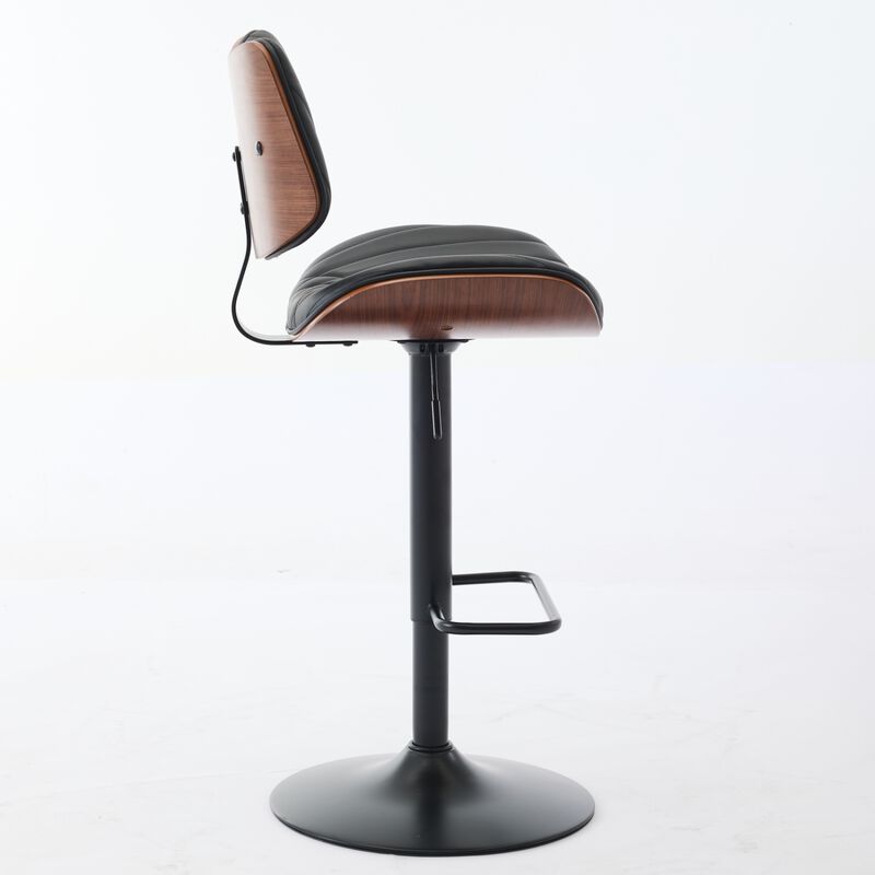 Streamdale Walnut Bentwood Faux Leather Back Swivel Bar Stool image number 4