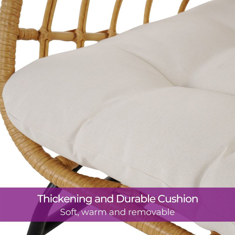 Mondawe 5-Pcs Bohemian Rattan Sofa Set With Half-Surround Steel Frame & UV-Resistant Thick Cushions