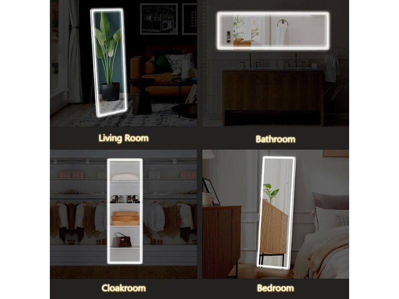 64 Inch LED Full Length Mirror with Dimming and 3 Color Light image number 1