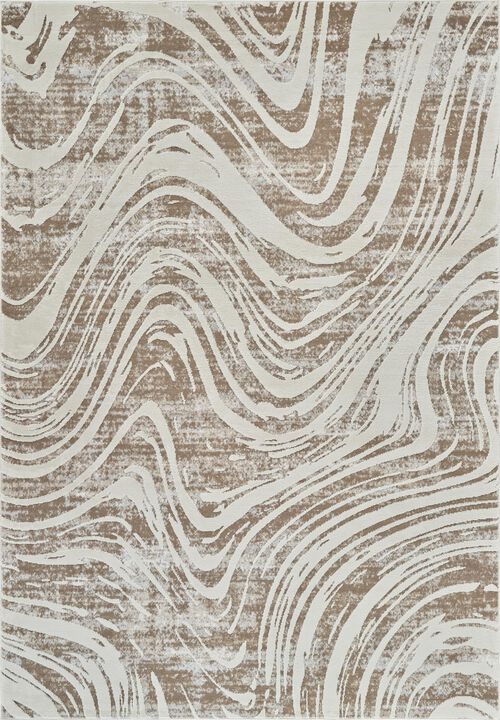 HomeRoots 8' X 11' Beige and Brown Abstract Distressed Area Rug