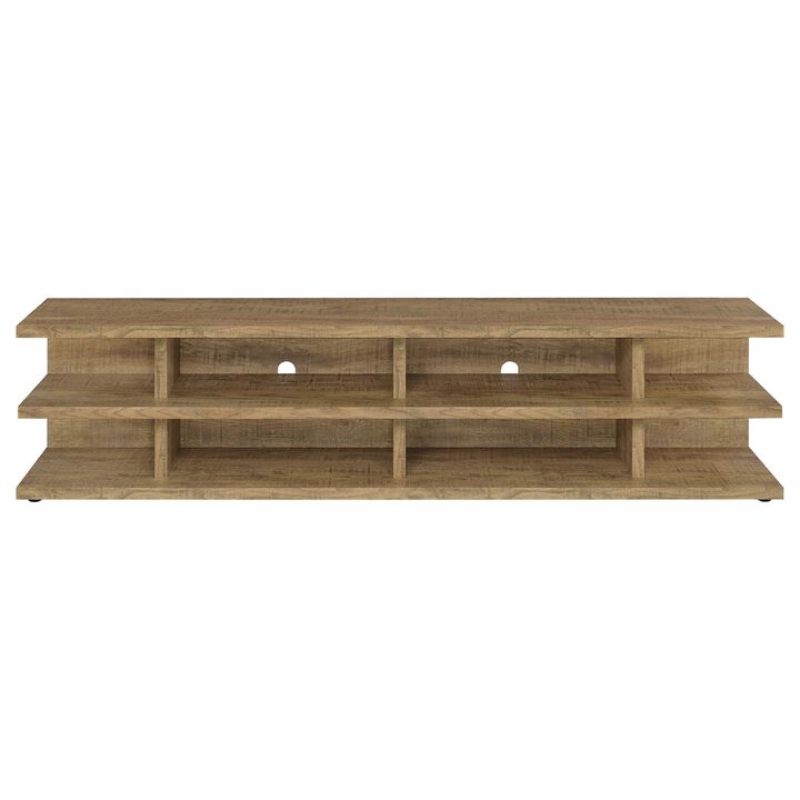 Carie TV Stand Media Console, 2-Tier Open Shelves, Wood
