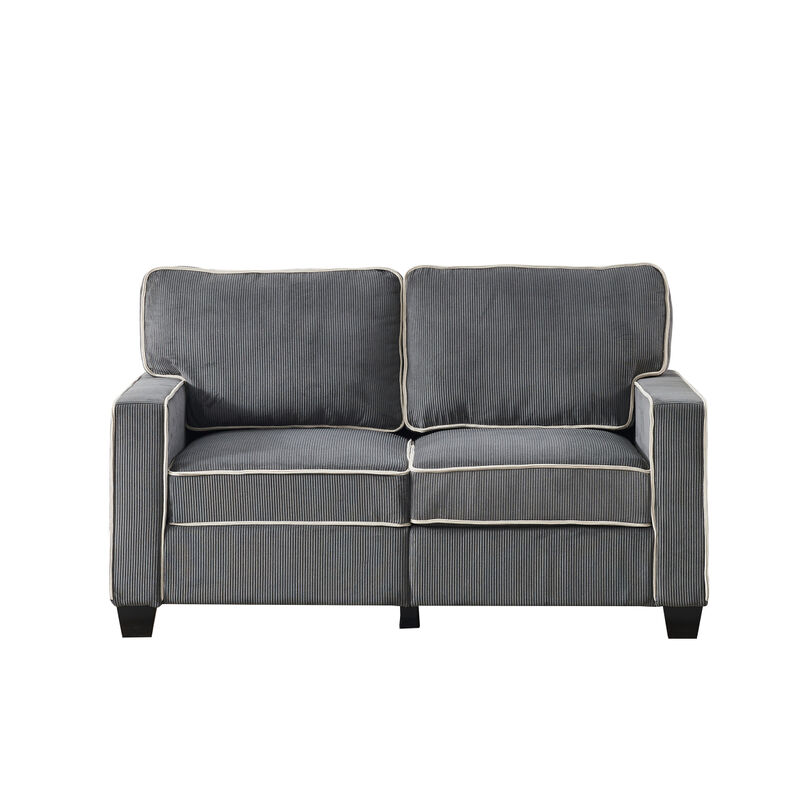 Living Room Sofa Loveseat with Storage Dark Grey Corduroy image number 8