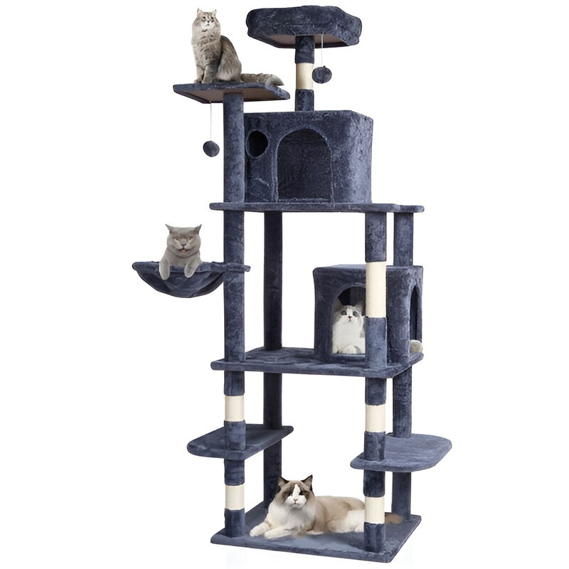 Cat Tree Tower with Condos and Sisal Scratching Posts, Multi-Level Play for Indoor Cats