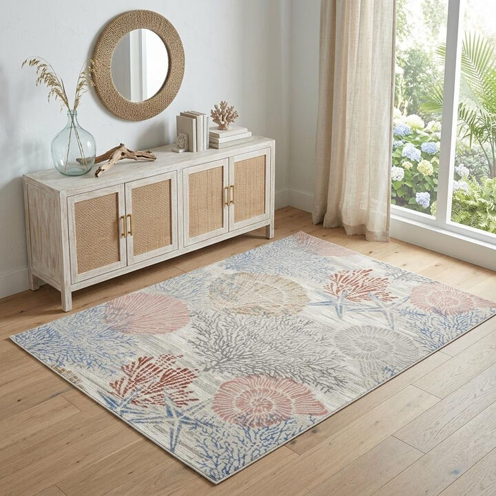 HomeRoots Blush And Seashell and Area Rug