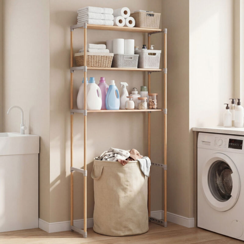 Over The Toilet 3 Tier Storage Shelf Rack with Open Shelves image number 8