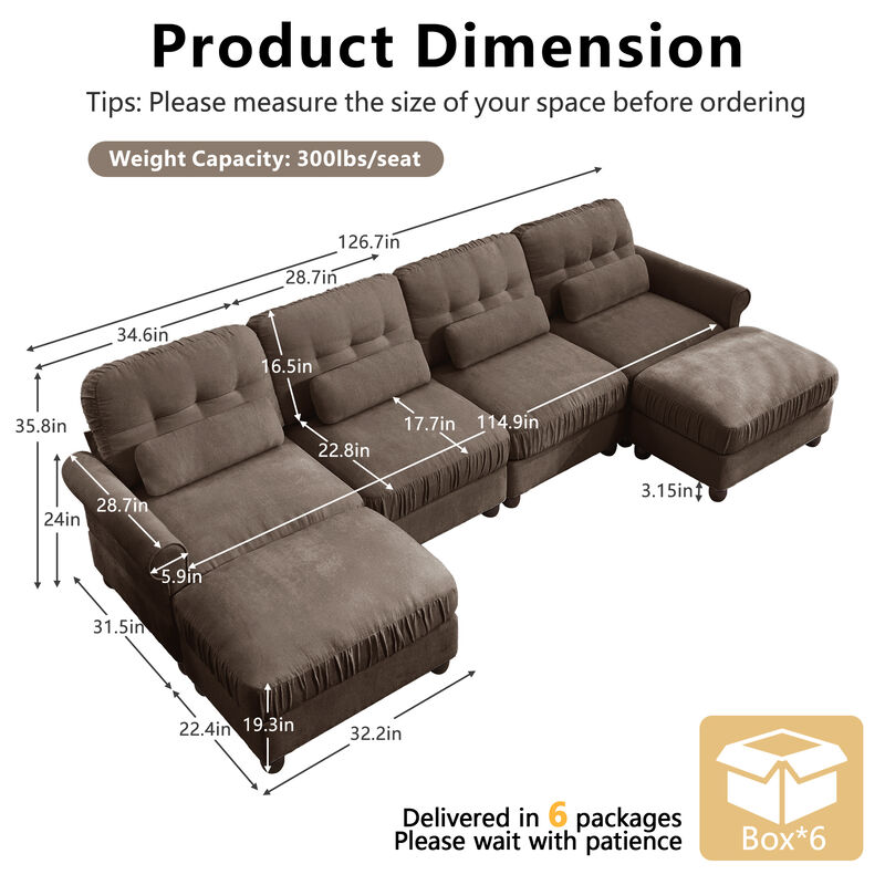 Jokceg Chenille U‑Shape Modular Sectional Sofa image number 9