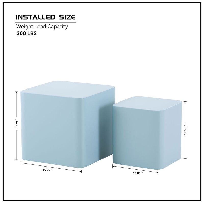 2pcs MDF Nesting Table Set Square Coffee Side  End Table Modern Design Space-saving Stylish Home Decor