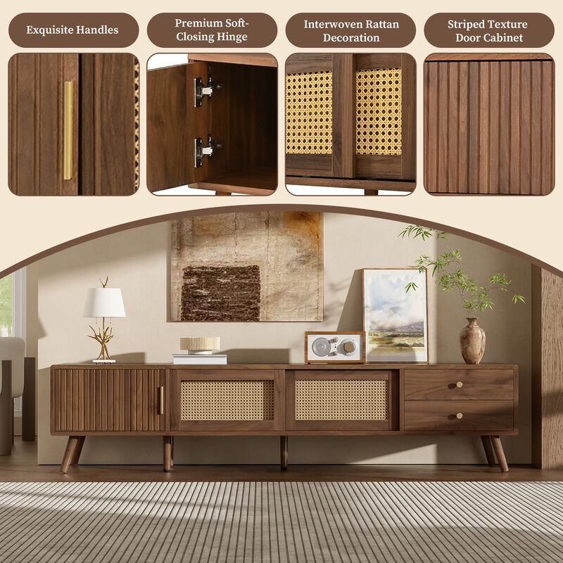 Modern Rattan Doors TV Stand image number 3