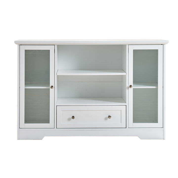 51" White  Sideboard  Large Kitchen Storage Cabinet Drawers