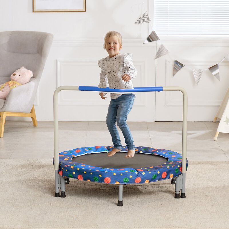 Foldable Kids Trampoline with Safety Handle, Mini Rebounder for Outdoor Toddler Play image number 1