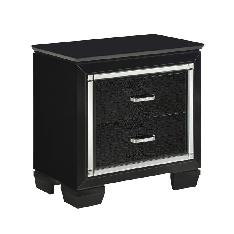Streamdale Chic 1-Drawer Nightstand with Alligator-Embossed Fronts