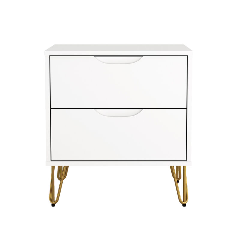 Avira 2-Drawer White Nightstand image number 0