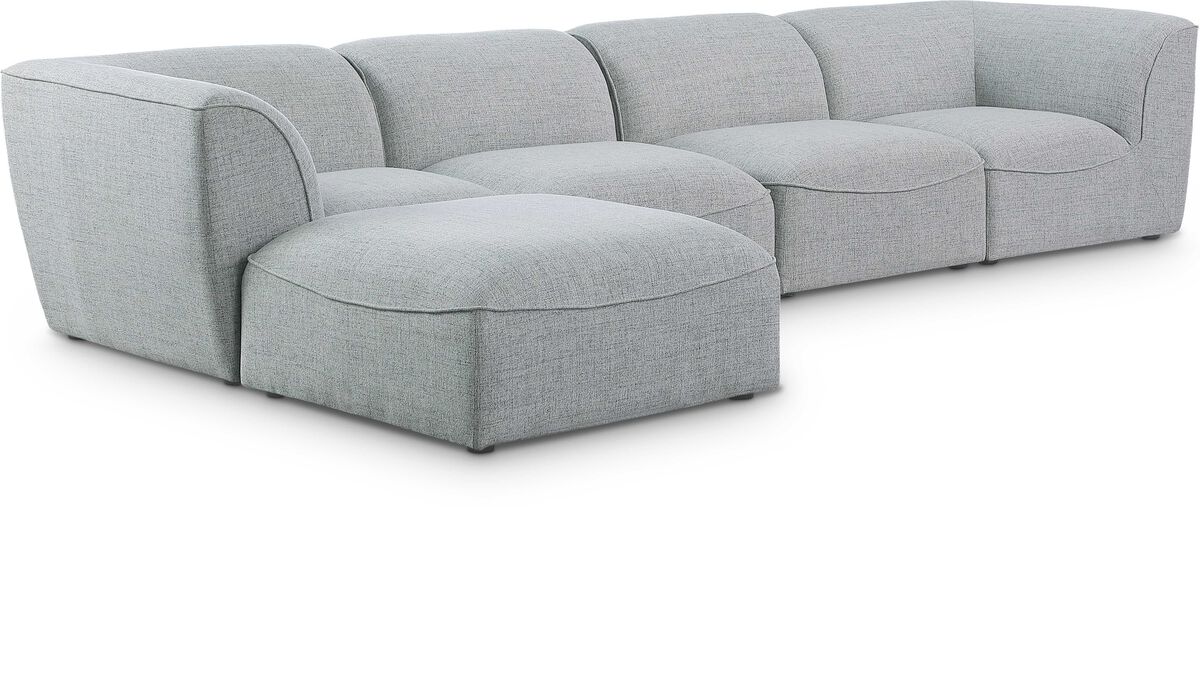 Meridian Furniture Miramar Grey Durable Linen Textured Modular Sectional