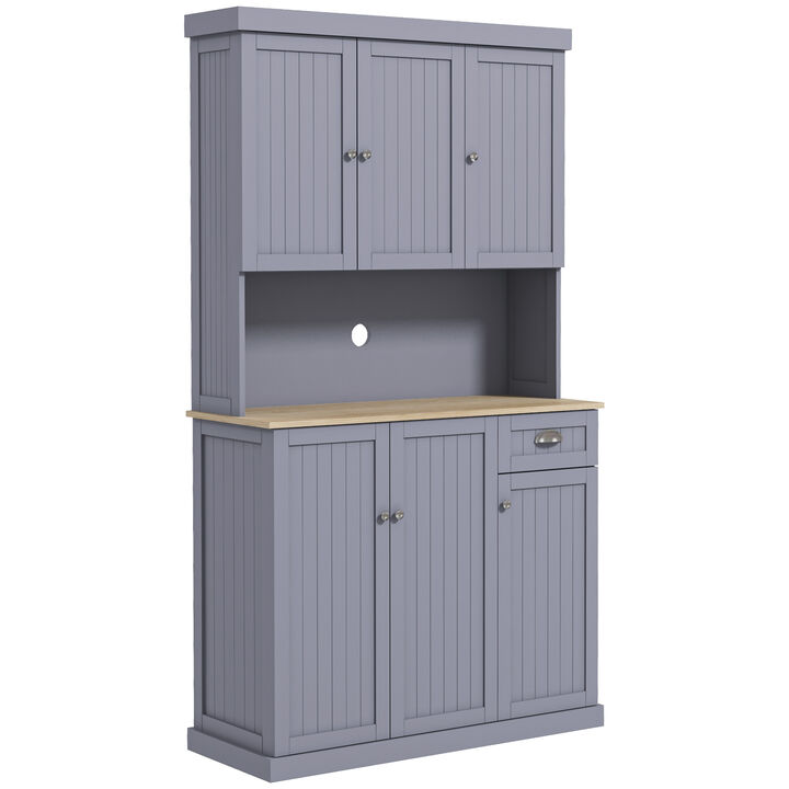 71" Modern Freestanding Kitchen Pantry Cabinet with Adjustable Shelves & Drawer
