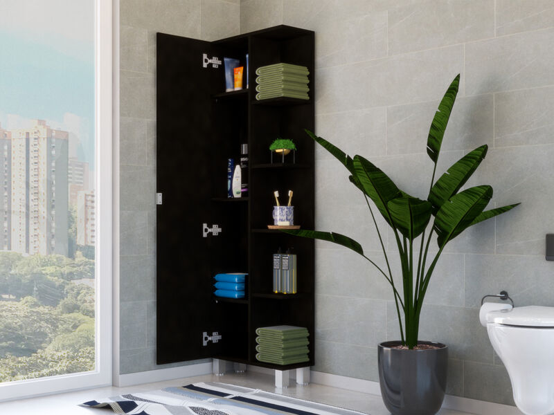 Venus Mirror Linen Single Door Cabinet image number 2
