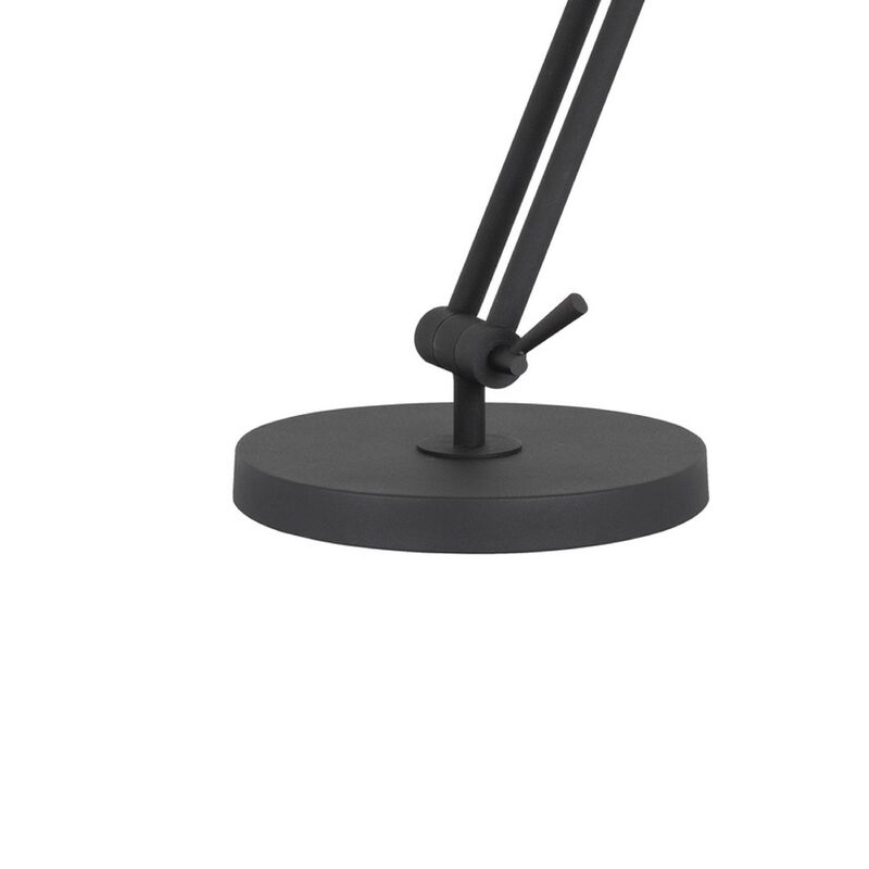 33 Inch Adjustable Modern Industrial Metal Task Desk Lamp, Black-Benzara