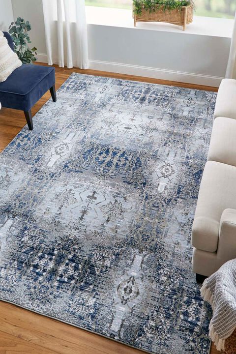 Gaspar 3834F Light Blue/Sterling 2'10" x 8' Runner Rug