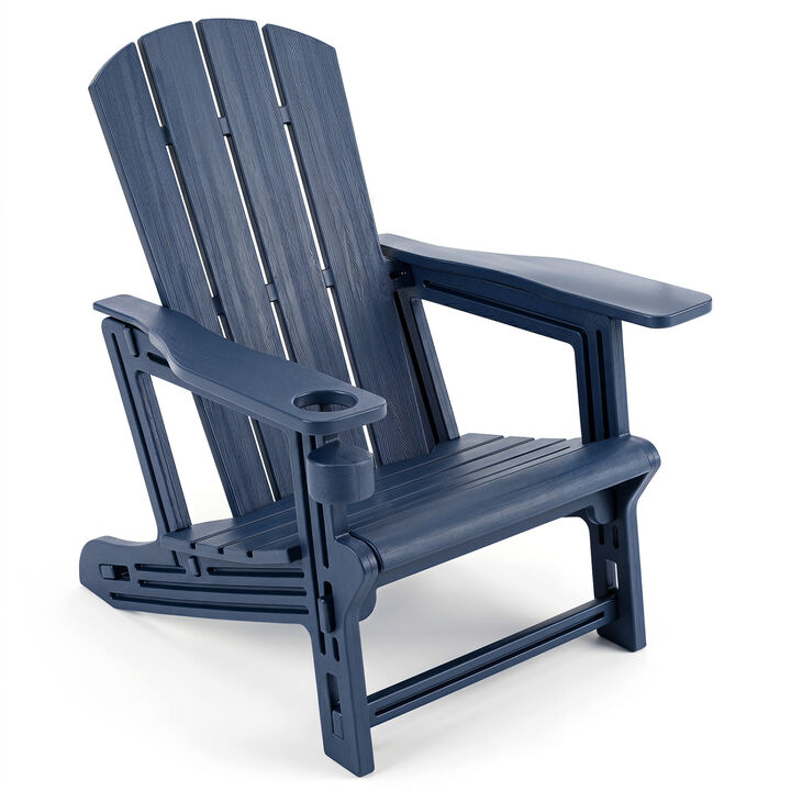 Weather-Resistant HDPE Adirondack Chairs Realistic Wood Look for Lawn and Garden