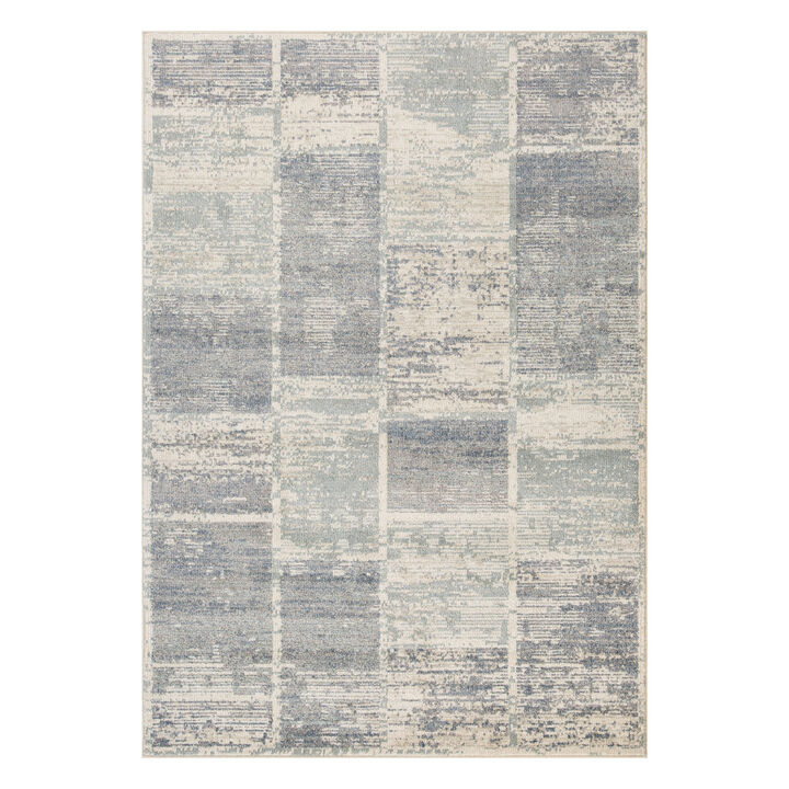 2 x 3 Light Blue geometric Power Loom Area Rug With Fringe