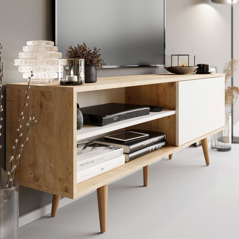 Decorotika Pi Tv Stand - Sapphire Oak & White