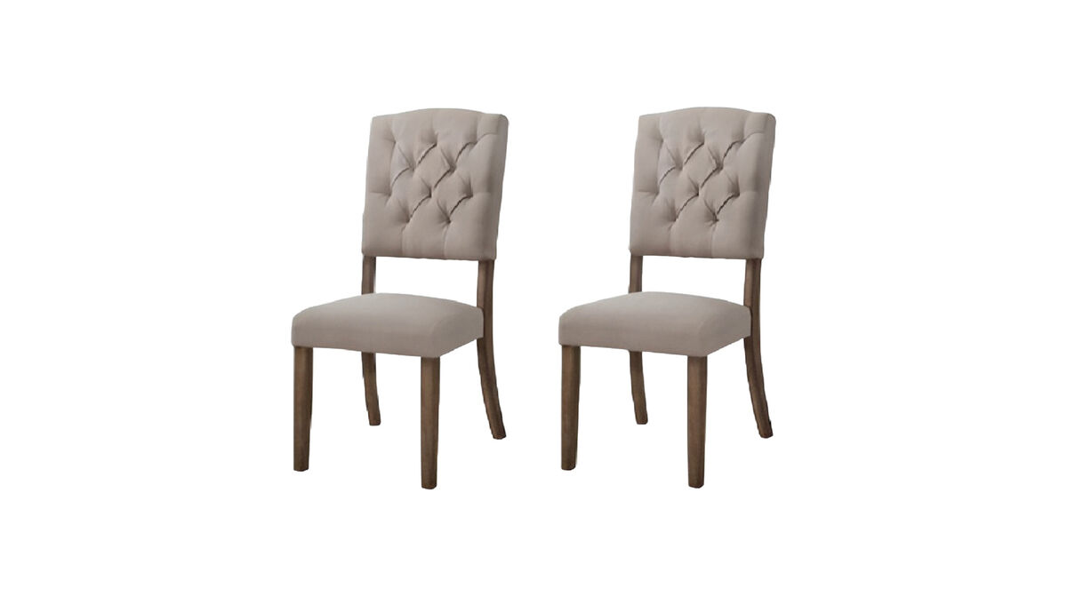 Set of 2 Tufted Upholstered Linen Open Back Dining Side Chairs for Dining Room