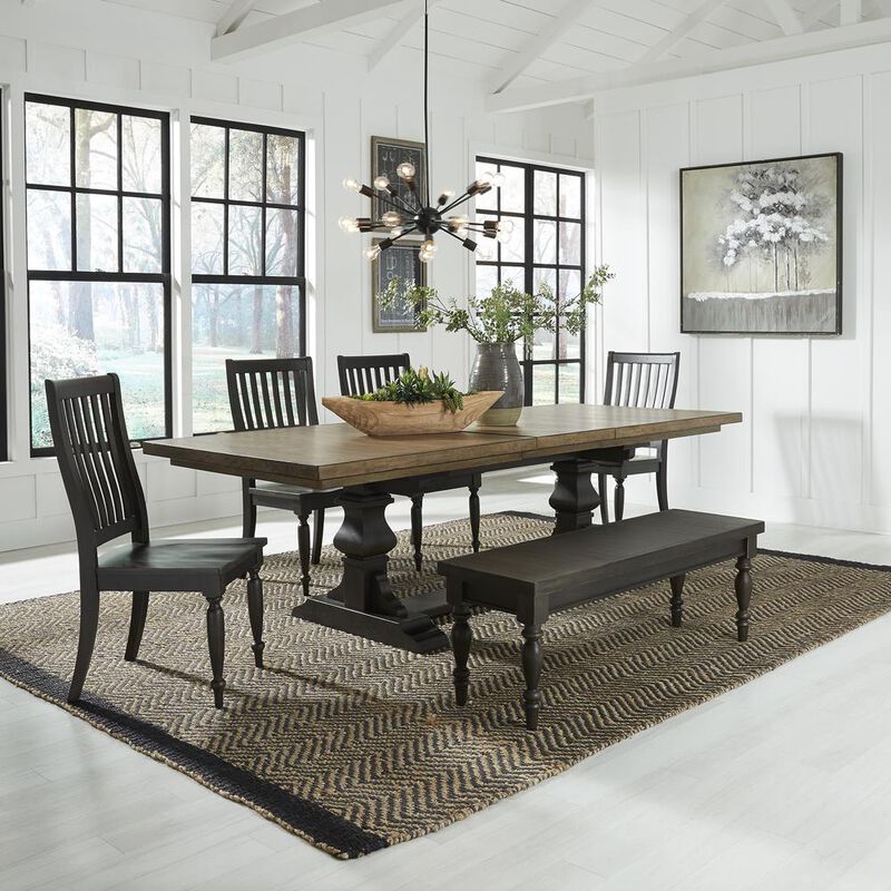 Liberty Furniture 6 Piece Trestle Table Set in Chalkboard Finish image number 1