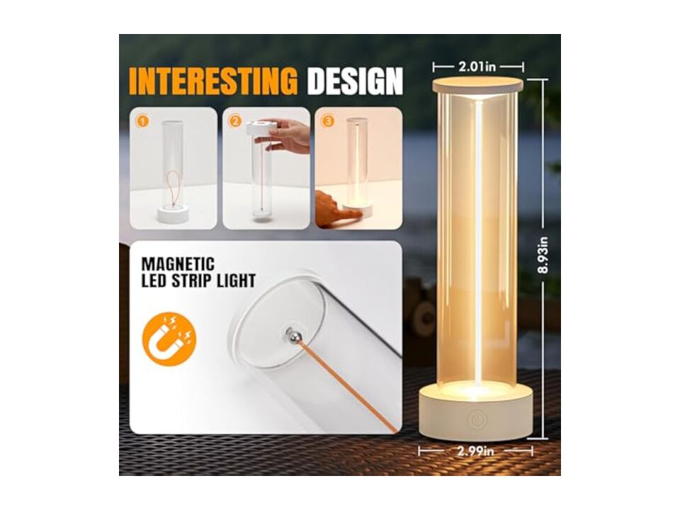 Rechargeable Cordless Waterproof Table Lamp For Bedside Patio Outdoor White
