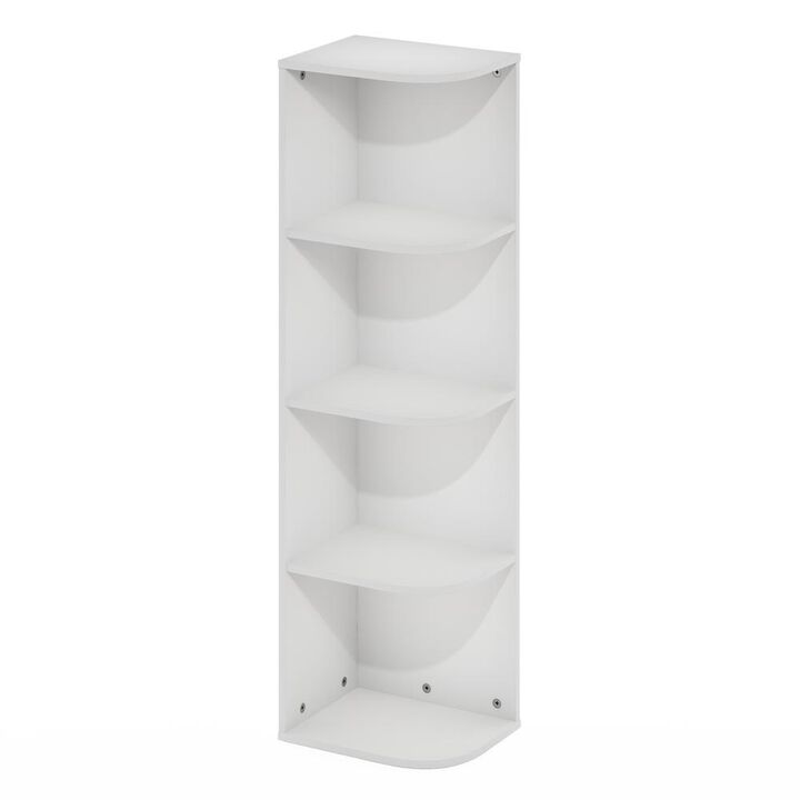 Furinno Pasir 4-Tier Corner Open Shelf Bookcase, White