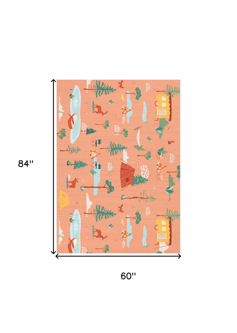 HomeRoots 5' X 7' Orange Indoor Outdoor Area Rug image number 6