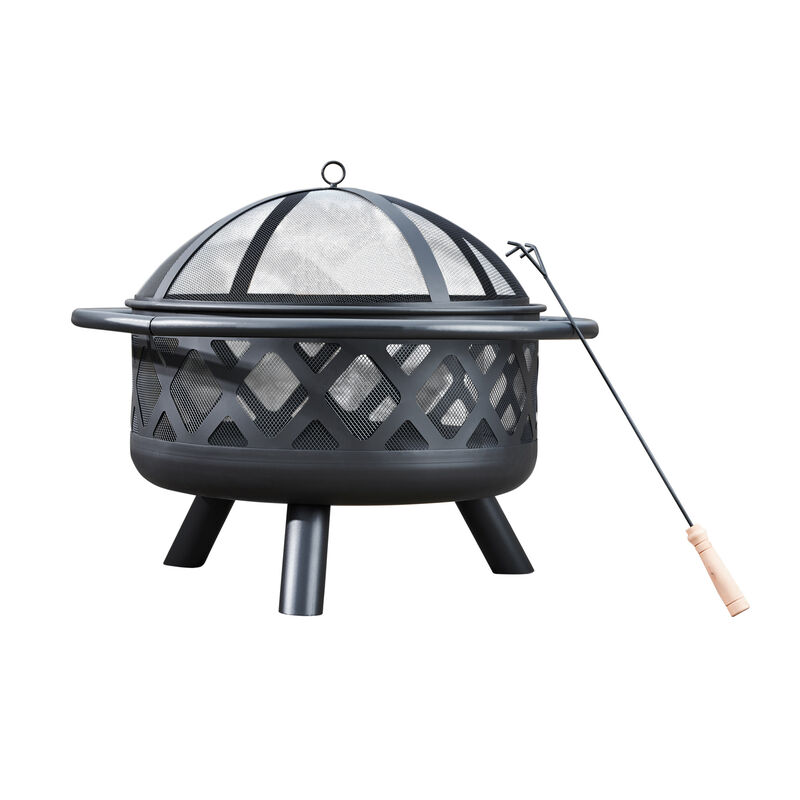 Wood Burning Fire Pit with Accessories, Black image number 3