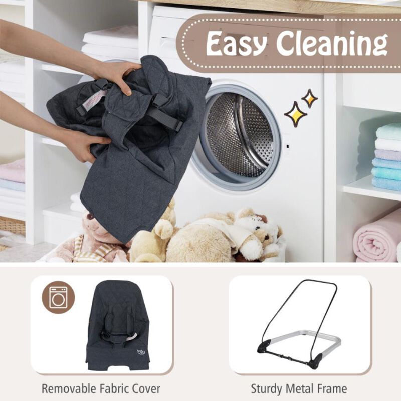 Hivvago Foldable Baby Bouncer with Removable Fabric Cover and Toy Bar