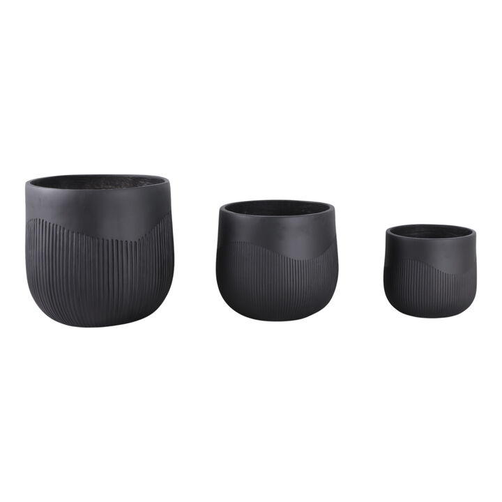 S/3 Resin Planters W/Ribbing