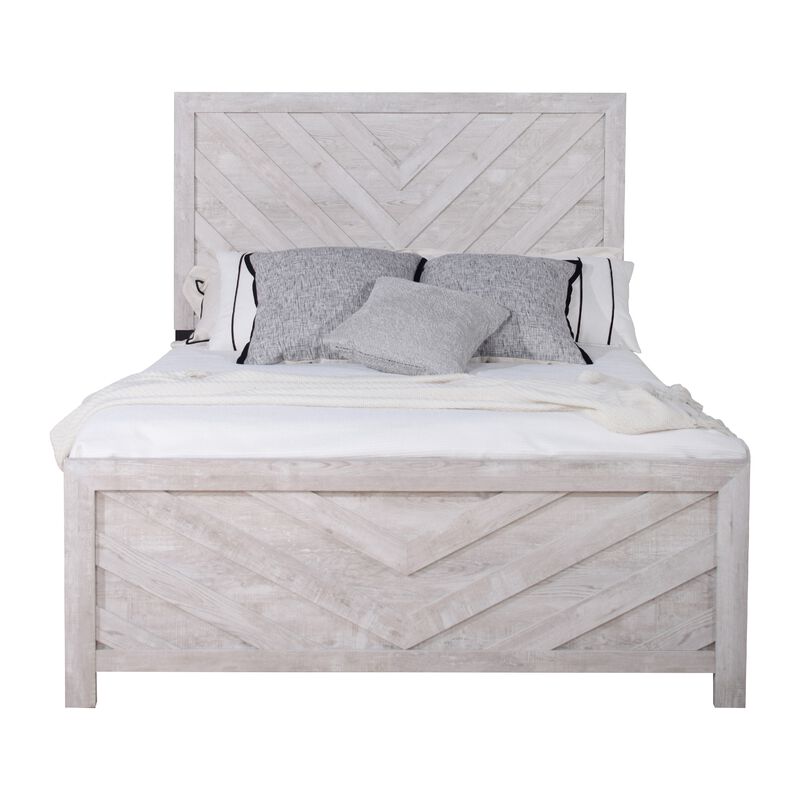 Bisca Bed with Chevron Patterned Design, Driftwood Finish image number 2