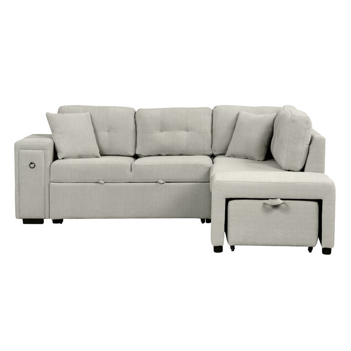 Merax Chenille Sectional Sofa with a Movable Ottoman