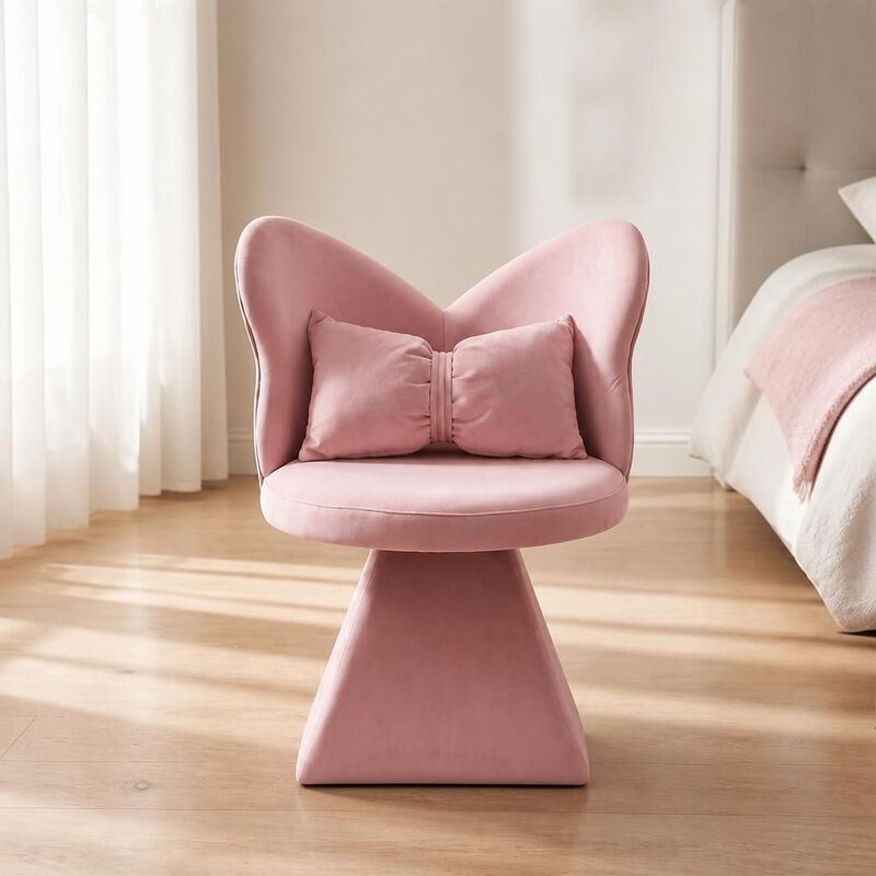 GOODSILO 360 Swivel Butterfly Back Vanity Chair Armless Accent Makeup Seating for Dining, Bedroom, Study and Recreational Use image number 2