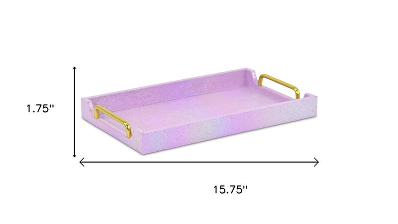 HomeRoots 16" Pink Faux Shagreen Serving Tray With Handles image number 6