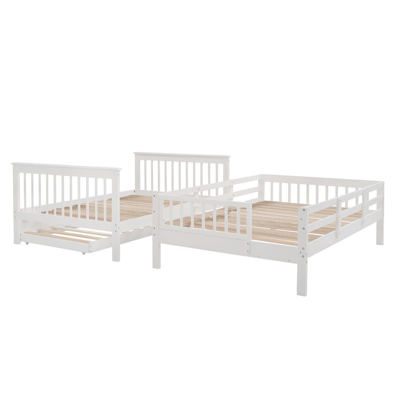 Merax Storage Bunk Bed Trundle Bed with Guard Rail