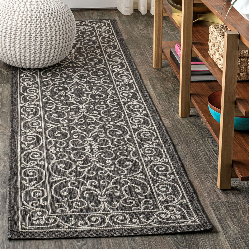 Charleston Vintage Filigree Textured Weave Indoor/Outdoor Area Rug