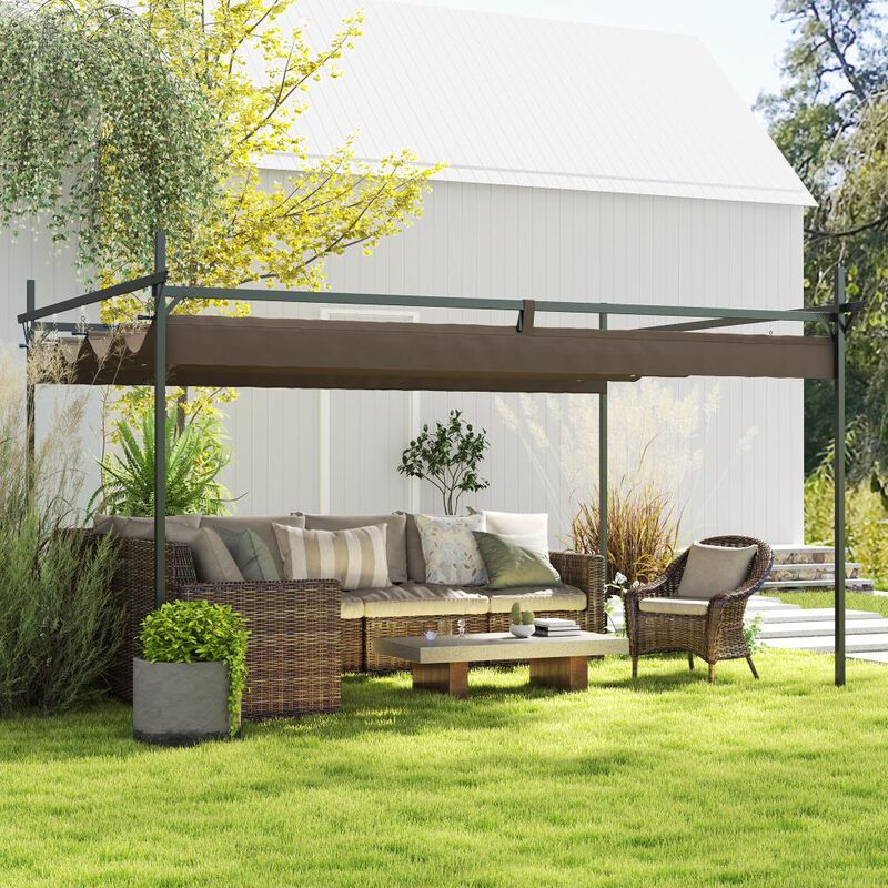 Hivvago 10' x 13' Heavy-Duty Metal Pergola with Canopy image number 1
