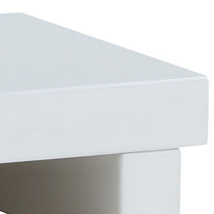 Finely Designed Contemporary Solid Wood Night Stand, Glossy White-Benzara