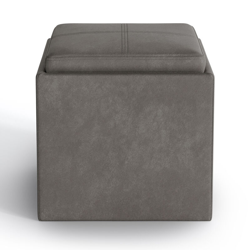 Simpli Home Rockwood Cube Storage Ottoman with Tray image number 2