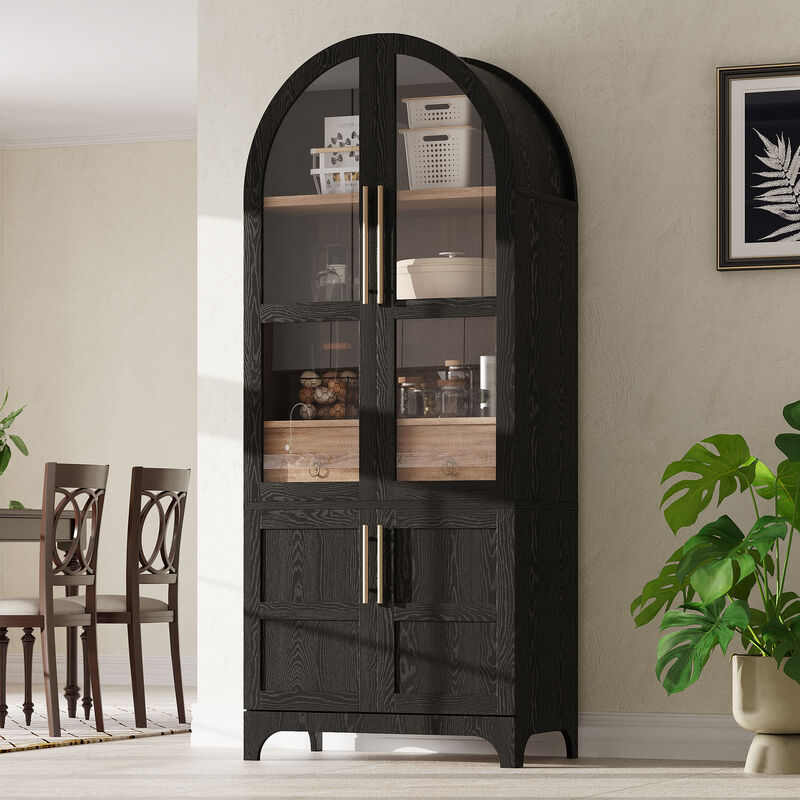 Merax Arched Kitchen Pantry Cabinet with Door Shelves image number 2