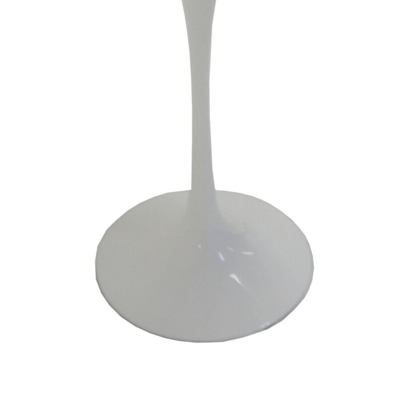 Sufi 21 Inch Side End Table, Round Top, Pedestal Base, Marble White Finish