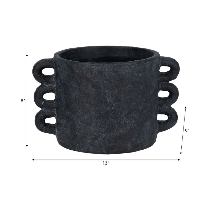 13" Black Arch Handle Planter