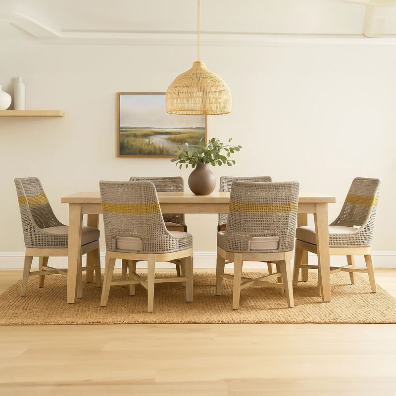 Avira Set of 2 Dining Chairs | Handcrafted Mango Wood | Cotton Rope Weaving | Beige Cushion