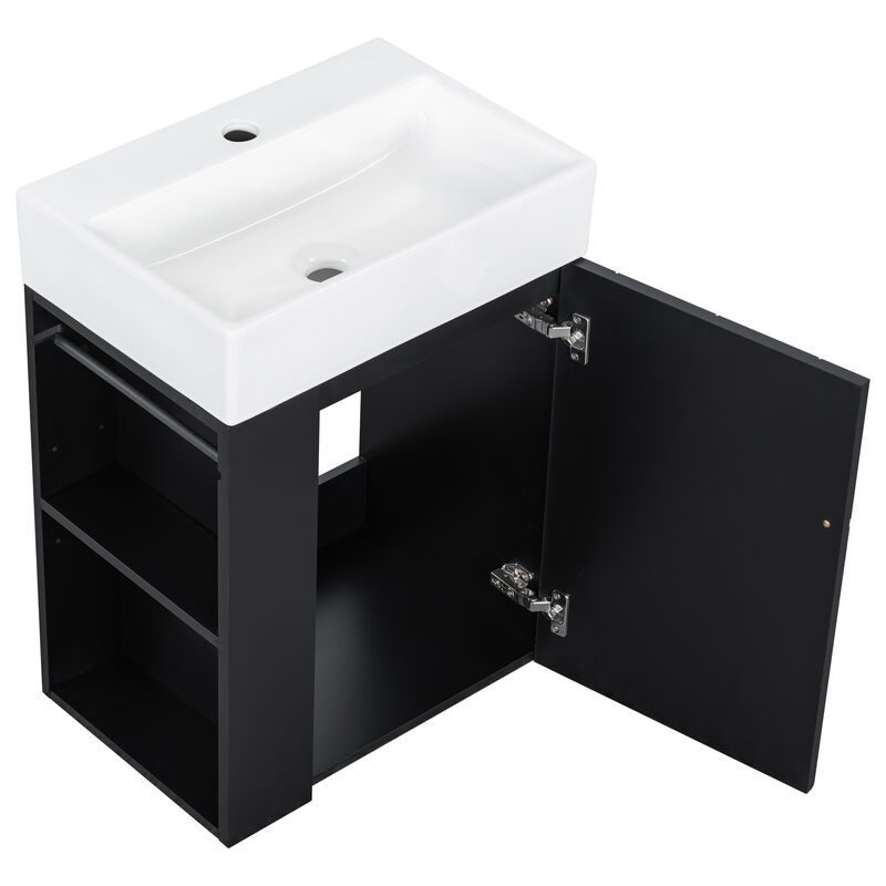 Whisen 20 Inch Bathroom Vanity with Ceramic Sink, MDF Construction, Modern Cabinet with Storage for Bathroom image number 6