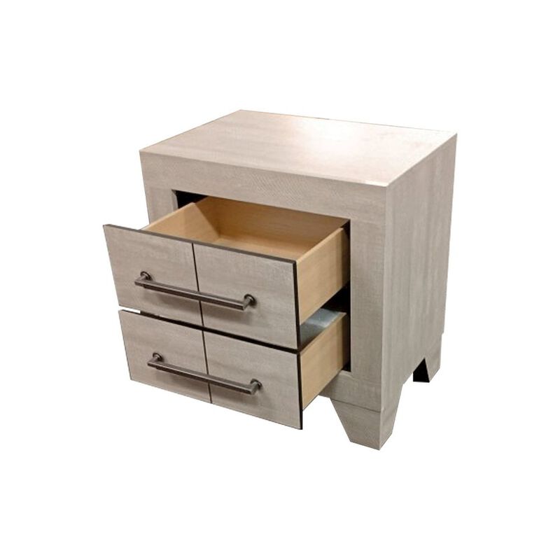 Best Quality Furniture Rustic Gray Oak 2-Drawers Nightstand